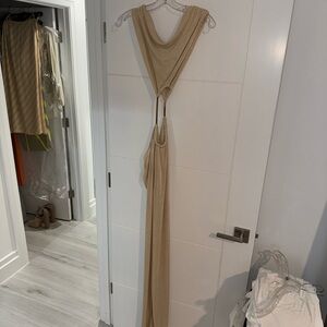 Elegant Tan Sleeveless Dress